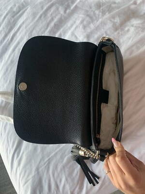 NWT GUCCI Soho Tassel Flap GG Shoulder Bag Crossbody Black
