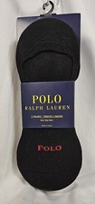 Polo Ralph Lauren 3 Pr Black Dress Liners No Show Socks for Shoe Size 6-12.5