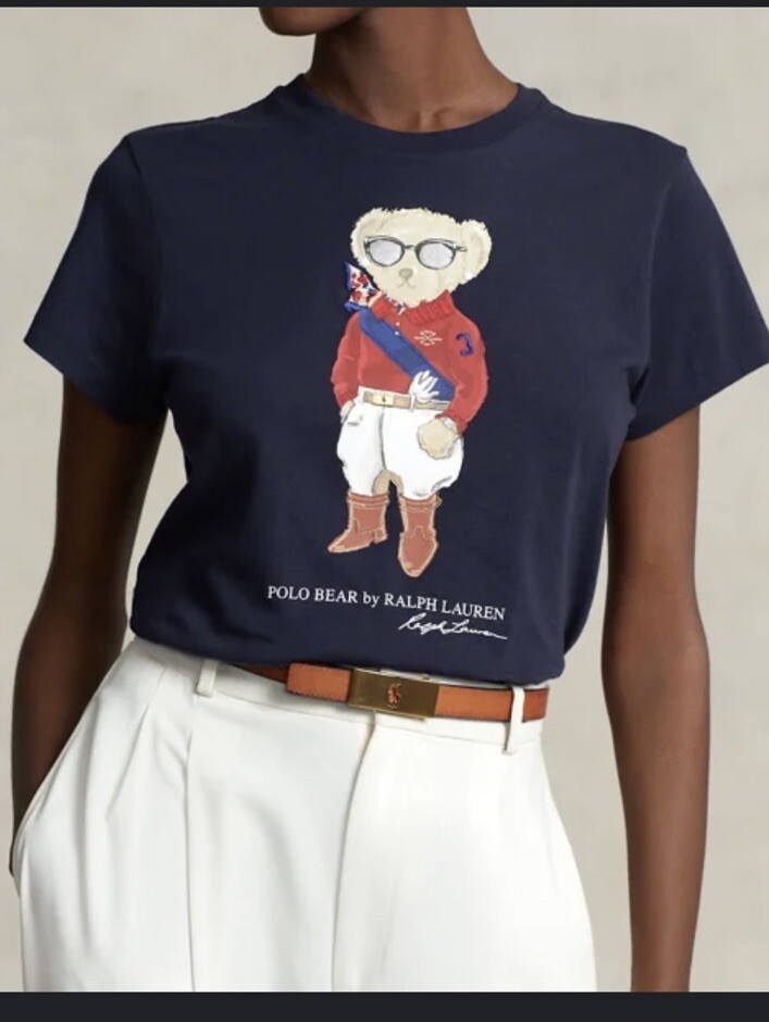 Genuine Polo Ralph Lauren Jockey Polo Bear Jersey T-shirts Top Navy  Womens S