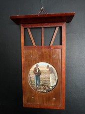 Antike kleine Holz Art Deco Jugendstil Zier~ Garderobe mit Ablage und Bildnis