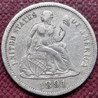 1891 Seated Liberty Dime 10c Better Grade XF + B45#77326