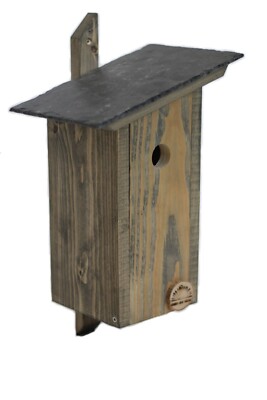 Nistkasten Meisenkasten Vogelhaus Blaumeise mit Naturschiefer Dach Ø28mm WfbM