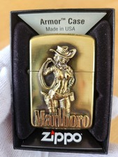 Zippo Marlboro Cowgirl 3D Relief Feuerzeug Antique Brass Western Sammlerstück