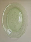 Vintage Indiana Depression Glass Oval Plate Green Floral Pattern Slight UV Color