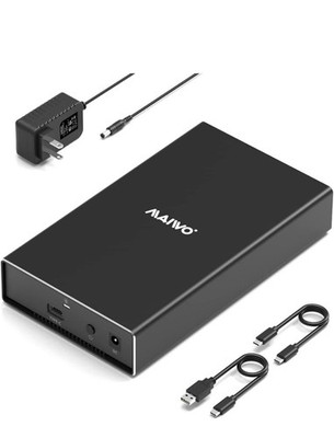 MAIWO External SAS/SATA Enclosure - 2.5/3.5 inch SSD/HDD, SAS to USB3.1 Black 