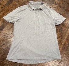 Lululemon Shirt Men's Small Light Blue Short Sleeve Stretch Activewear Gym Polo