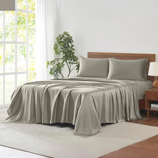 100 Tencel Lyocell 4-Piece Sheet Set, 400 Thread Count Luxury Bedding, Taupe, Q