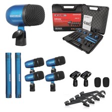 5 Core Drum Microphone Kit 7Pc All Metal Drummer Mics Tom/Snare & Cymbals Wired