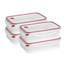 Sterilite Ultra Seal 16 Cup Rectangular Food Storage Containers, Red (4 Pack)