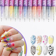 Nail Paint Pens 12 Colors Quick Dry Manicure Art Painting Kit Fine Tip