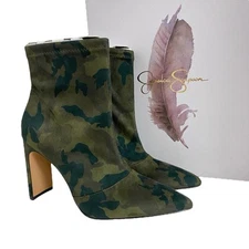 Jessica Simpson Briyanne Women’s 8.5 M Camo Print Stretch Stiletto Ankle Boots