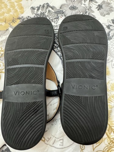Vionic Womens Size 9 Kirra II Black Leather Thong Slingback Orthotic Sandals GUC - Picture 5 of 6