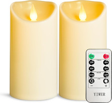 Flameless Plastic LED Candles,Pack of 2 Battery Operated Flickering Candle with