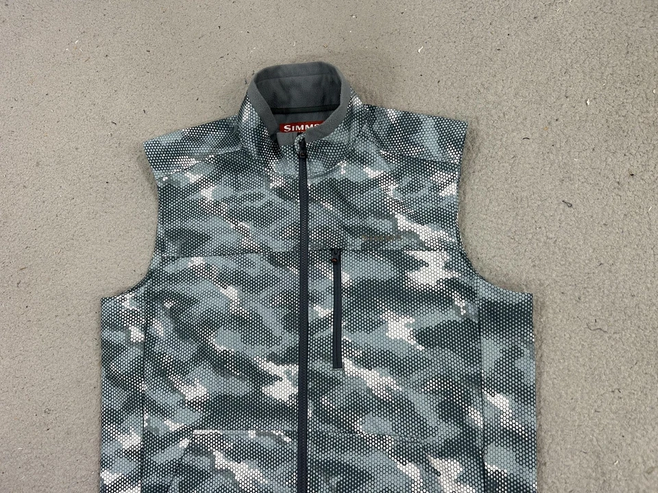 Simms Vest Mens Large Gray Camo Hex Storm Fleece Lined Outdoors Fishing - Image 2 of 4