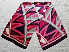 SCARF VINTAGE AUTHENTIC CODELLO ZIG ZAG ART RED PURPLE SATIN SILK LONG WOMEN
