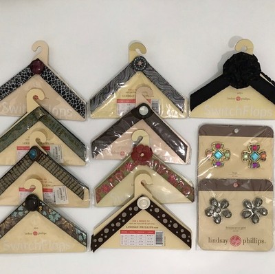 Lot of 11 Lindsay Phillips Switch Flop Interchangeable Straps Shoe Snaps Large