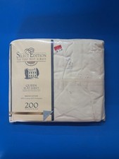 Select Edition Queen Flat Sheet Ivory 200TC Cotton Blend Made in USA NOS