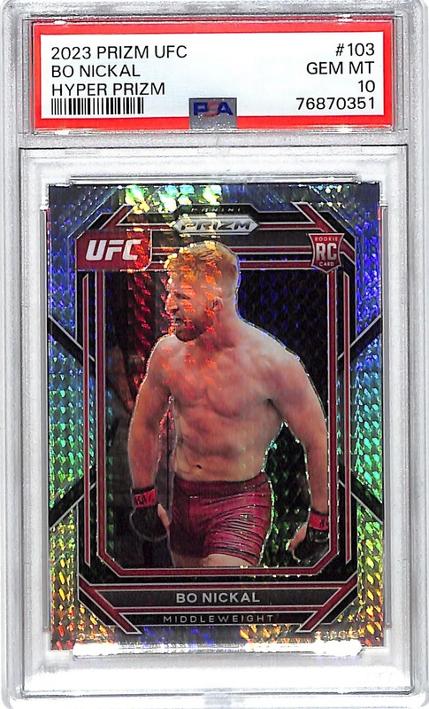 2023 Prizm UFC Bo Nickal Rookie RC Hyper Prizm PSA 10