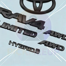 2019-2025 Matte Black Overlay Emblem Kit For RAV4 Hybrid Limited AWD Letter 6Pcs