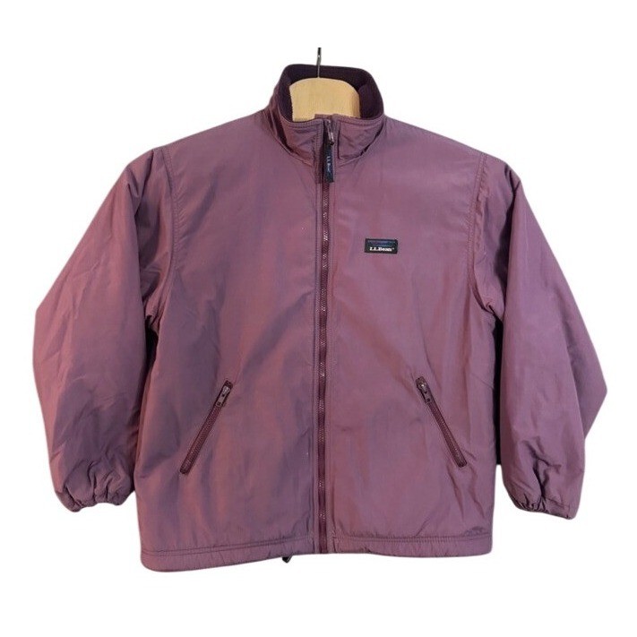 LL Bean Warm-Up Jacket Womens Medium Purple Fleece Lined 
