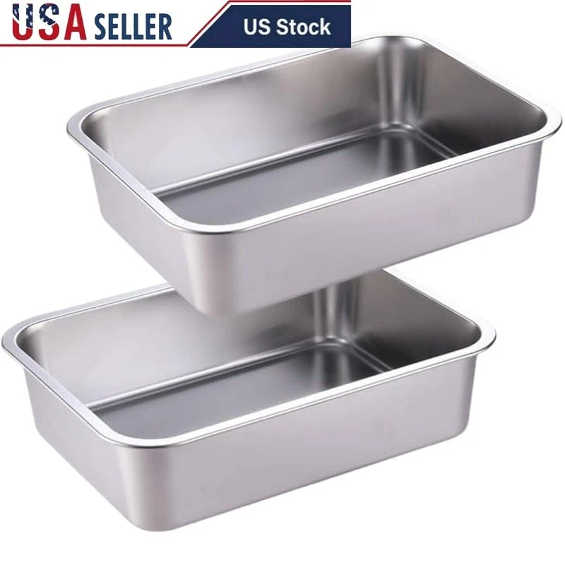 Stainless Steel Lasagna Pan Baking Dish Casserole Deep Roasting Kitchen Cookware