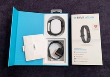 Fitbit Alta HR Heart Rate Wristband Monitor Black - Complete In Box - Tested 