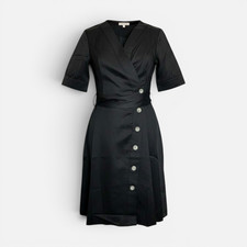 NA-KD women's dress asymmetric buttoned mini dress black, 34