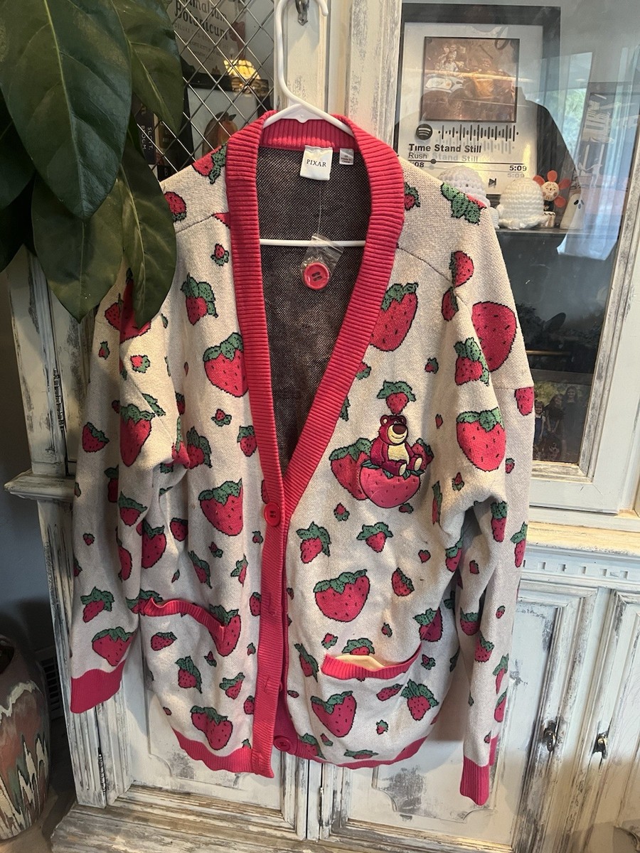 Disney Pixar Toy Story 3 Lotso Bear & Strawberries Cardigan Sweater Size 3XL
