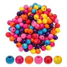 10mm Wooden Beads for Craft Making, 200 Pcs Loose Spacer Beads, Multicolor