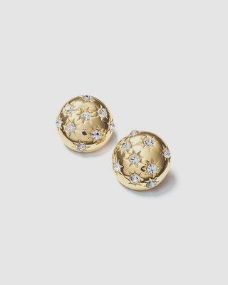Fallon Women's Gold Starburst Deco Button Post-Back Earrings