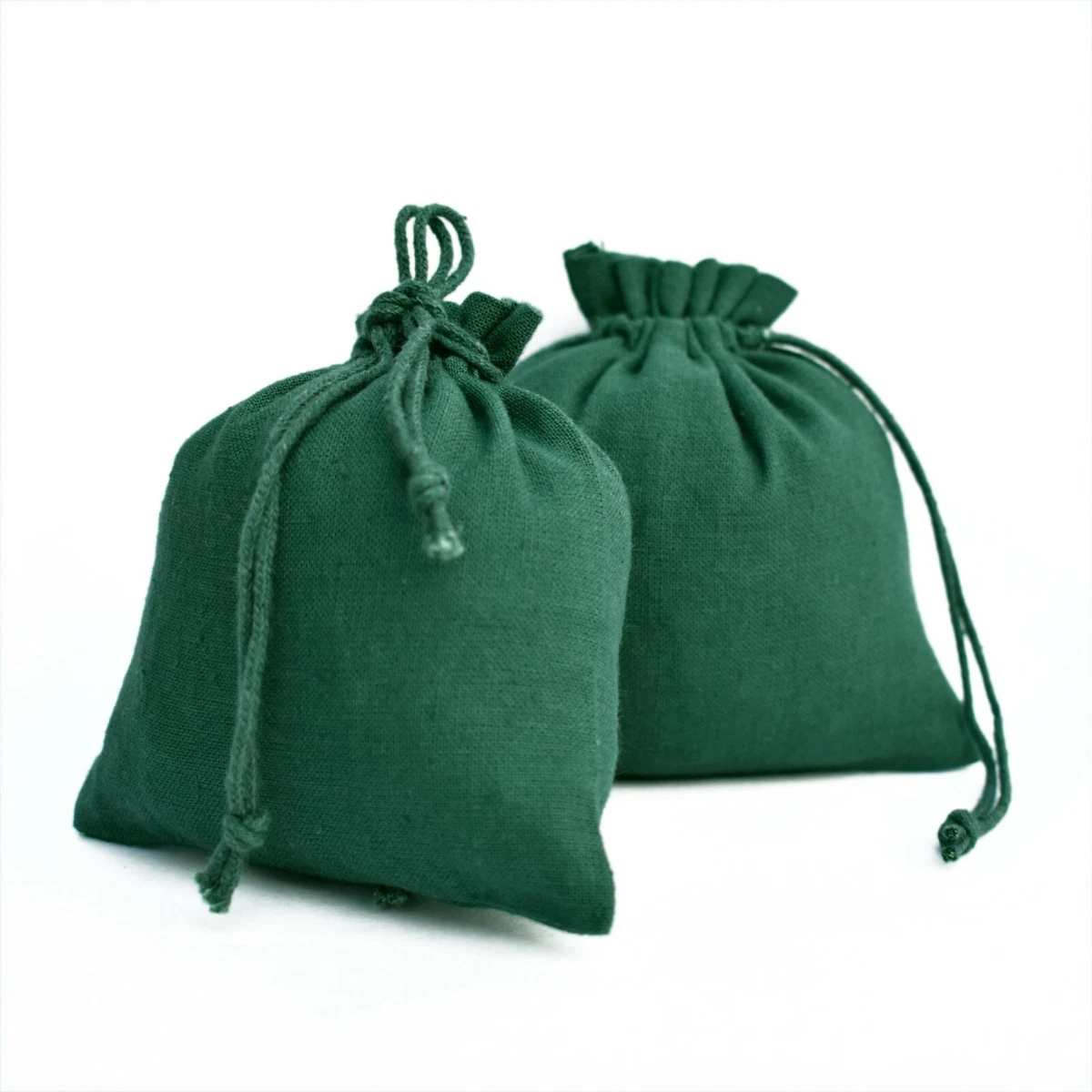 25 PCS Cotton Drawstring Green Jewelry Packaging Pouch Small Gift