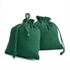 25 PCS Cotton Drawstring Green Jewelry Packaging Pouch Small Gift Coin Bags 4x4"