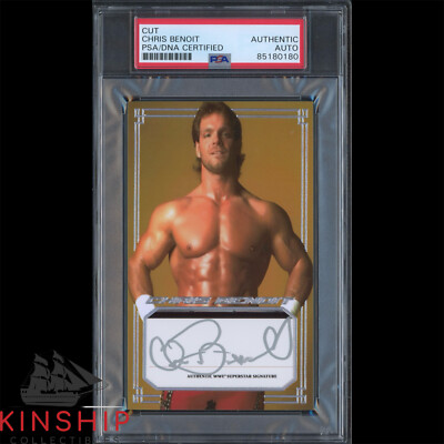 Chris Benoit signed Cut 3x5 Custom Card PSA DNA Slab WWE Wrestling Auto C2880