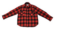 Vintage 70s Campus Wool Linen Buffalo Plaid Shirt Jacket CPO Style Mens XL