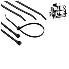 Pack of 100 UV Black Cable Ties - Heavy-Duty, 12  Length, 175 lb Strength
