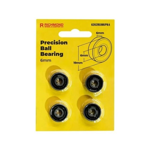 Richmond 19 x 6 x 6mm Rubber Sealed Precision Bearing - 4 Pack - Picture 2 of 2