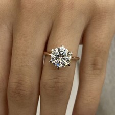 14K Rose Gold Engagement Ring 3ct Round Lab-Created Diamond E/VVS2