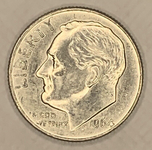 1964 P Roosevelt Dime Stempelglanz ~ 90% Silber ~ Stempelglanz USA Münze ~ D3060 - Bild 1 von 2