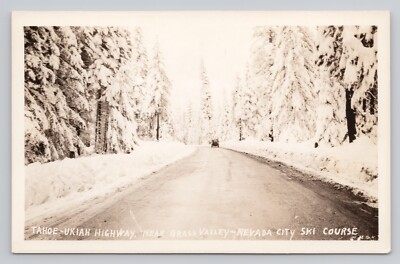 Tahoe Ukiah Highway Near Grass Valley Nevada City Ski Course CA RPPC Postcard