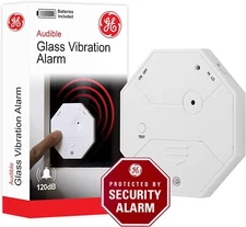 GE Personal Security Wireless Glass Vibration Alarm, Battery Operated, Detector