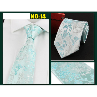 Men's High Grade Necktie Chinese Style Floral Dragon Pattern Party Wide 9CM Tie 
