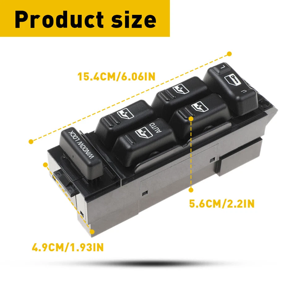 Interruptor de ventana eléctrica delantero lado del conductor maestro para camioneta Chevy GMC 2000-02 4 puertas Foto 2 de 4