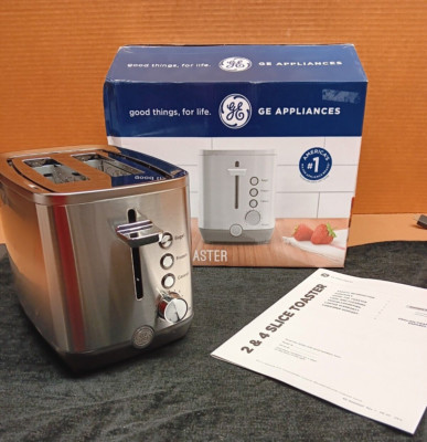 GE 2 Slice Toaster Extra Wide Slots 7 Shade Options In Stainless