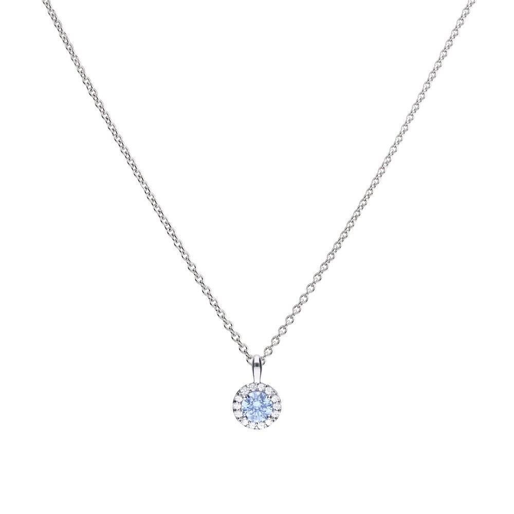 Diamonfire Silver Necklace - Blue Cubic Zirconia Pendant And Chain P4780