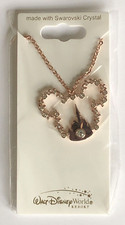 Disney Arribas Rose Gold Tone Mickey Castle Swarovski Necklace NWT 2 - B4-25