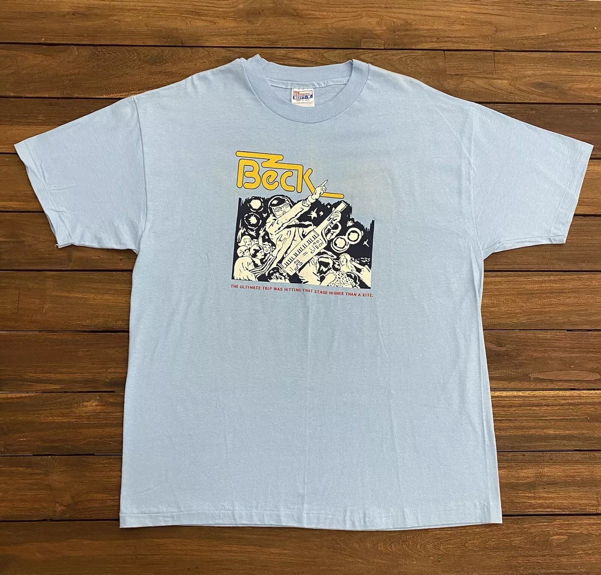 Vintage 90s Beck T Shirt The Ultimate Trip Light Blue Mens XL
