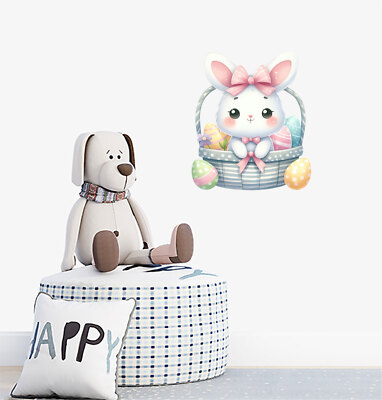 Bunte Vinyl-Aufkleber Osterhase Kaninchen Ei Wandbild Schlafzimmer A7104