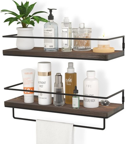 Floating Shelves for Wall Set of 2,Wall Mounted Storage Shelves with Metal Frame