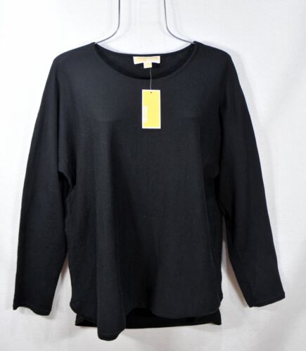 MICHAEL KORS Women's Light Knit Sweater XL Black Long Sleeve Top Blouse NWT