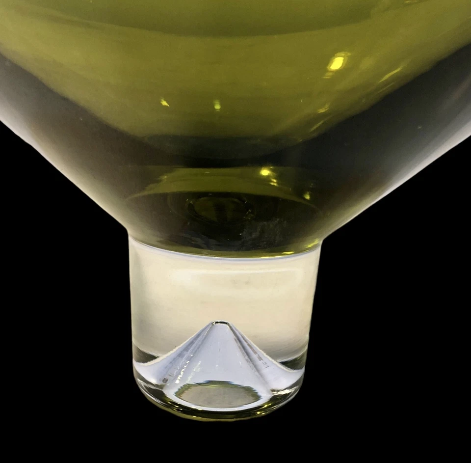 Badash Monaco Olive green hand made Crystal 9.5" Centerpiece Bowl Poland *READ* - Image 4 of 4